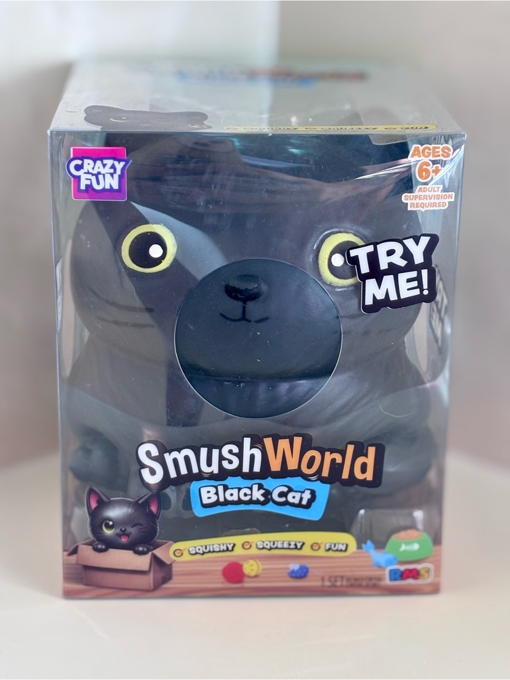 RMS SmushWorld Black Cat Squishy Squeezy Squishy Stress Toy Sensory Fidget Viral